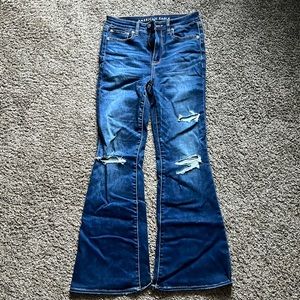 American Eagle distressed flare jeans